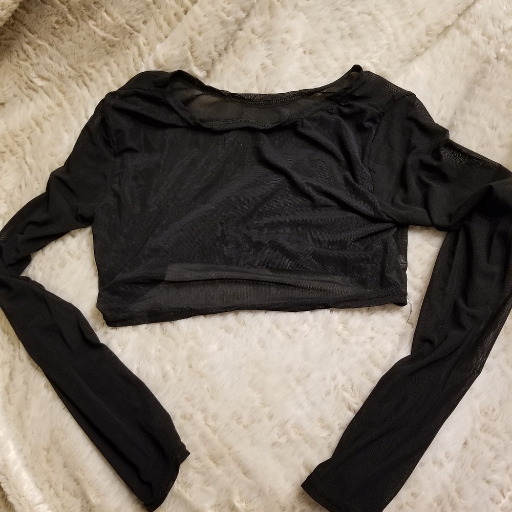 Mesh long sleeve crop top